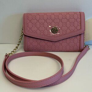 Anne Klein Wallet on Chain Crossbody Envelope Bag AK Logo Embossed Pink Mauv NWT
